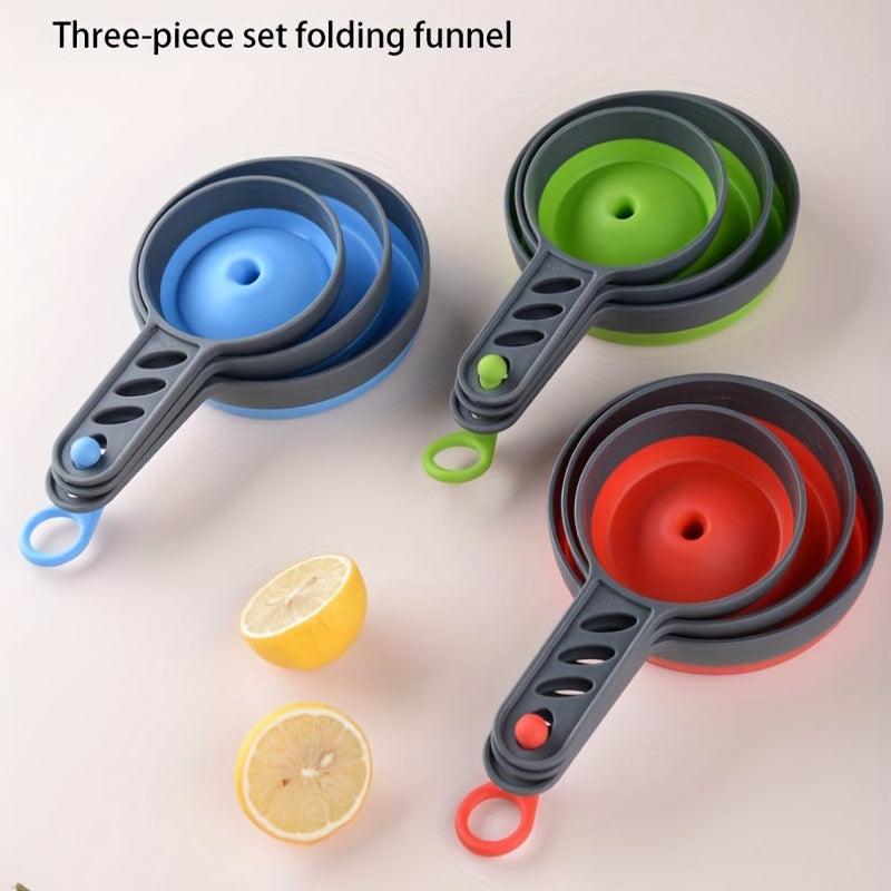 3pcs Collapsible Funnel Set Kitchen Gadgets Accessories