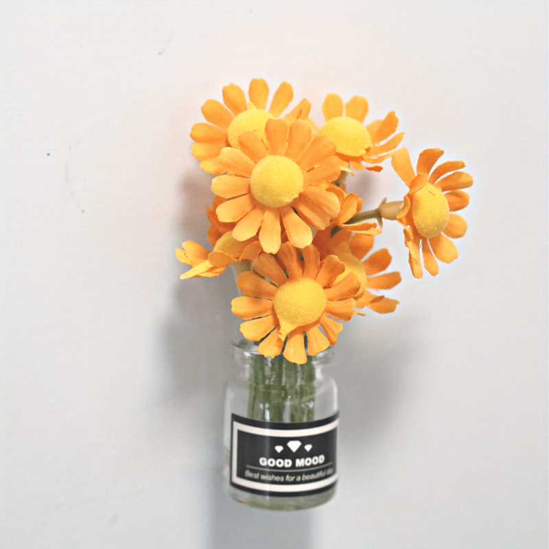 Daisy Glass Vase Magnet Plant Decor for Fridge - Flower Gift