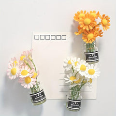 Daisy Glass Vase Magnet Plant Decor for Fridge - Flower Gift