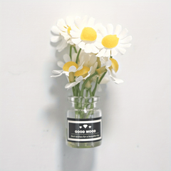 Daisy Glass Vase Magnet Plant Decor for Fridge - Flower Gift