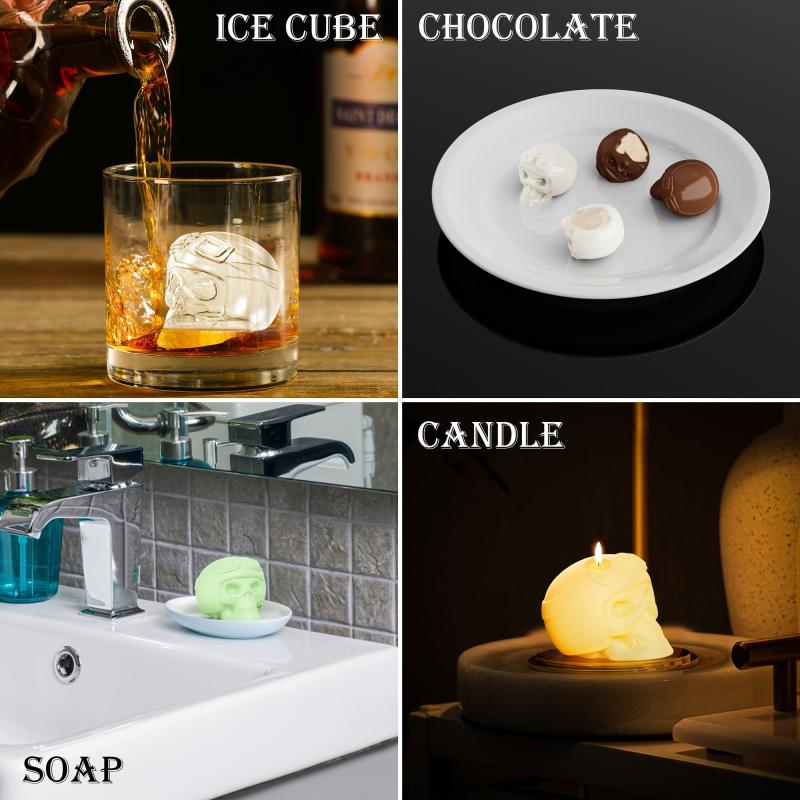 Silicone Skull Molds 3D Skull Ice Cube Mold Large for Resin Ice Chocolate Soap
