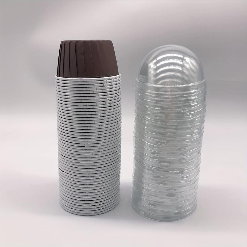50pcs Cake Cups With Lids Heat Resistant Small Muffin Molds