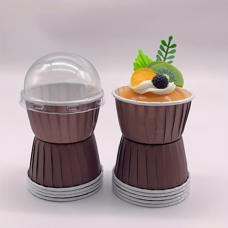 50pcs Cake Cups With Lids Heat Resistant Small Muffin Molds