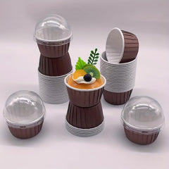 50pcs Cake Cups With Lids Heat Resistant Small Muffin Molds