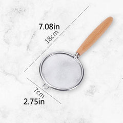 Wooden Handle Stainless Steel Strainer for Juicing Flour Soymilk