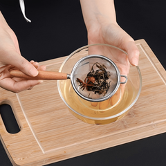 Wooden Handle Stainless Steel Strainer for Juicing Flour Soymilk