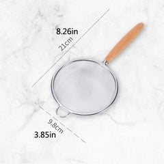 Wooden Handle Stainless Steel Strainer for Juicing Flour Soymilk