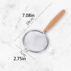 Wooden Handle Stainless Steel Strainer for Juicing Flour Soymilk