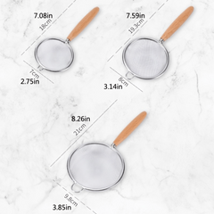 Wooden Handle Stainless Steel Strainer for Juicing Flour Soymilk