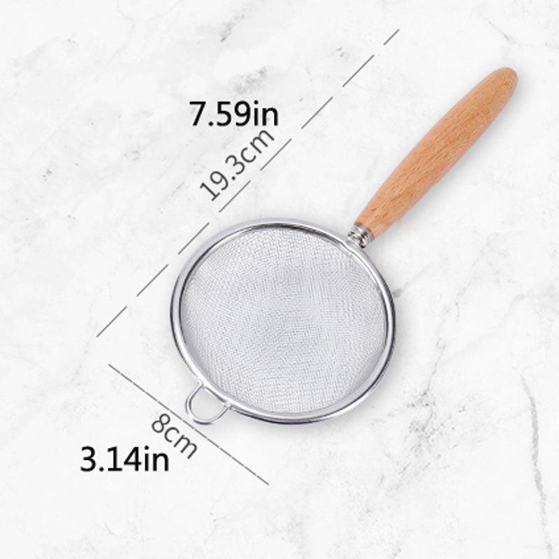 Wooden Handle Stainless Steel Strainer for Juicing Flour Soymilk