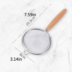 Wooden Handle Stainless Steel Strainer for Juicing Flour Soymilk