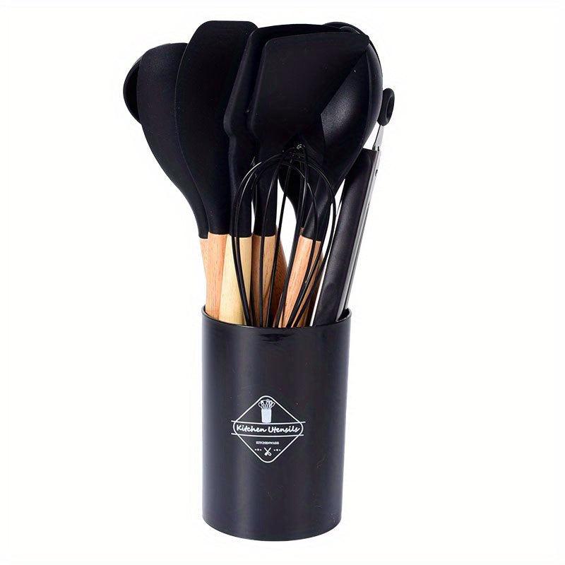 12pcs Silicone Kitchen Utensils With Wooden Handle Kitchen Gadgets