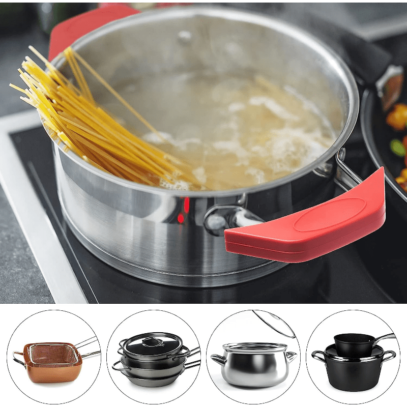 4pcs Silicone Assist Handle Holders Heat Insulated Pot Grip Cover