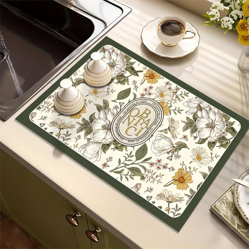 Absorbent Dish Drying Pad for Kitchen Countertop