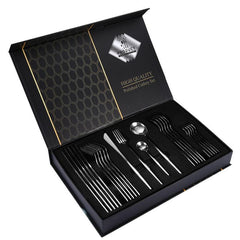 24pcs Stainless Steel Tableware Set - Fork and Spoon, Durable, Easy to Clean