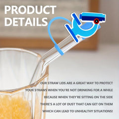 12pcs Science Theme Straw Tips Cover Reusable Toppers Silicone Straw Sleeve Caps