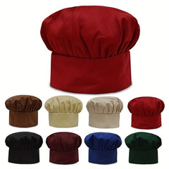 Chef Hat Solid Pleated Mushroom Hat Waiter Beret