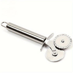 1pc Stainless Steel Pizza Wheel Cutter Double Heads Kitchen Gadget