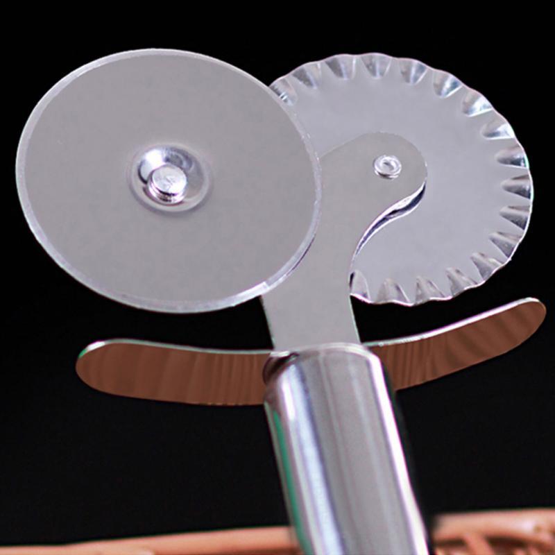 1pc Stainless Steel Pizza Wheel Cutter Double Heads Kitchen Gadget