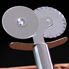 1pc Stainless Steel Pizza Wheel Cutter Double Heads Kitchen Gadget