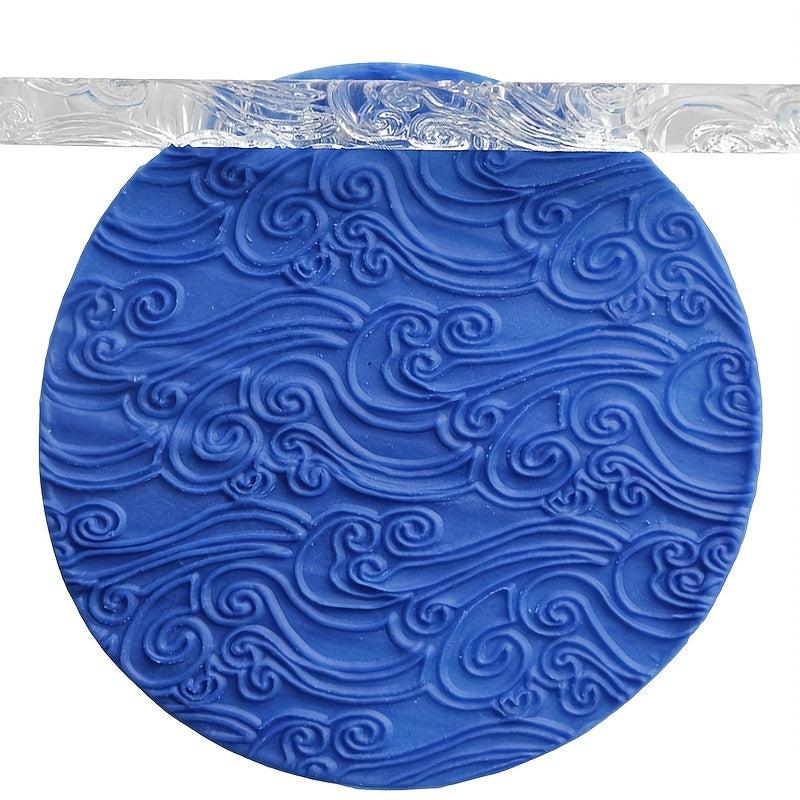 Clear Acrylic Sea Wave Pattern Embossing Rolling Pin