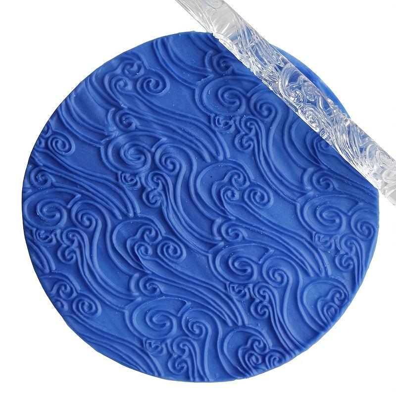 Clear Acrylic Sea Wave Pattern Embossing Rolling Pin