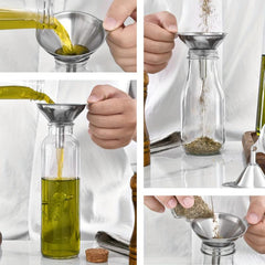 3pcs Stainless Steel Funnel Set, Heat-Resistant for Oils, Spices, Wine