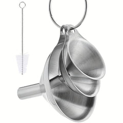 3pcs Stainless Steel Funnel Set, Heat-Resistant for Oils, Spices, Wine