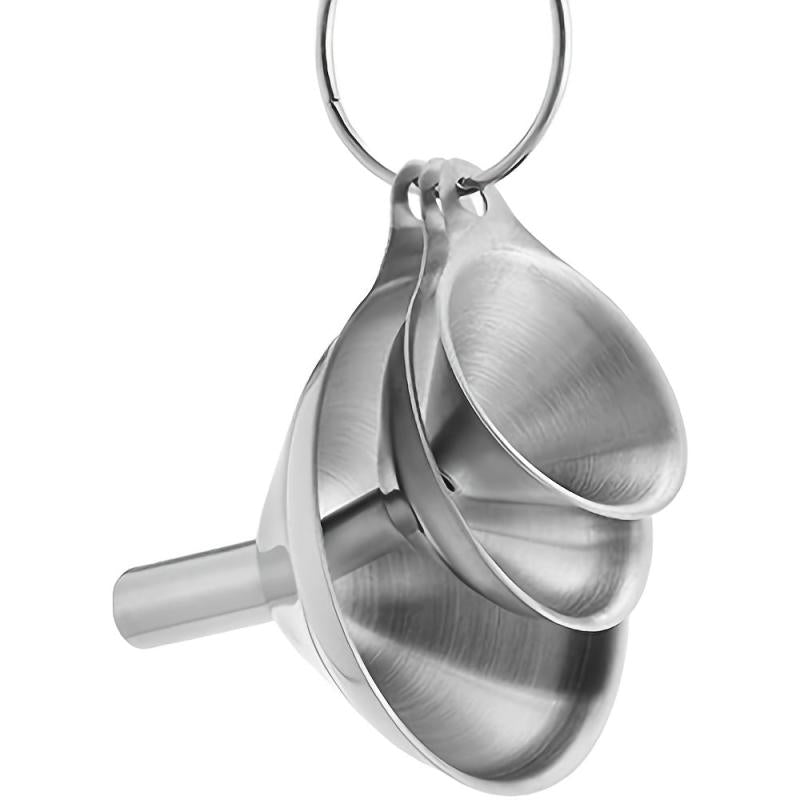 3pcs Stainless Steel Funnel Set, Heat-Resistant for Oils, Spices, Wine