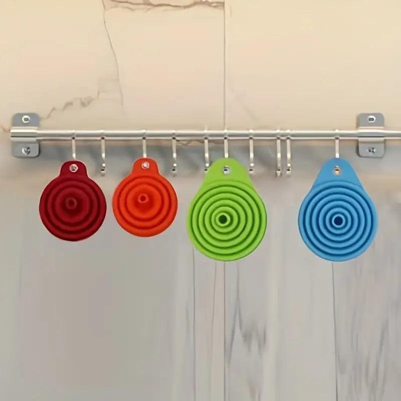 4pcs Mini Funnel Silicone Collapsible for Water Liquid Kitchen Gadgets