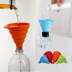 4pcs Mini Funnel Silicone Collapsible for Water Liquid Kitchen Gadgets