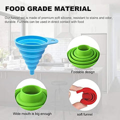 4pcs Mini Funnel Silicone Collapsible for Water Liquid Kitchen Gadgets