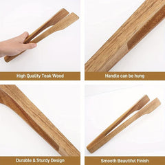 Wooden Food Tongs for Kitchen Cooking Utensils