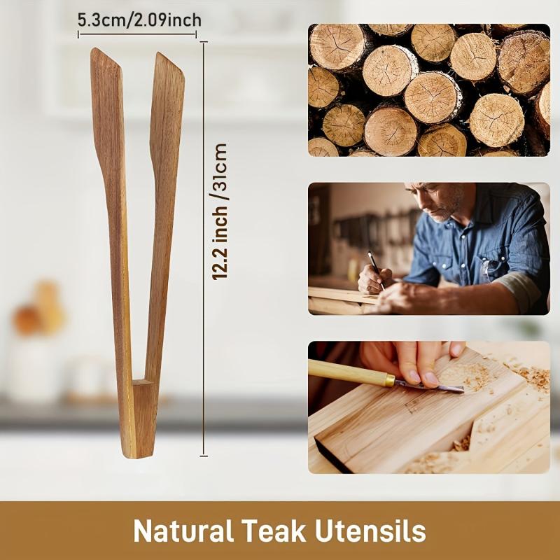 Wooden Food Tongs for Kitchen Cooking Utensils