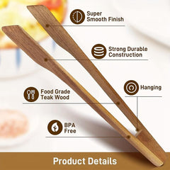 Wooden Food Tongs for Kitchen Cooking Utensils
