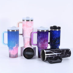 Starry Sky Vacuum Water Bottle w/ Straw Handle