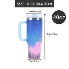Starry Sky Vacuum Water Bottle w/ Straw Handle