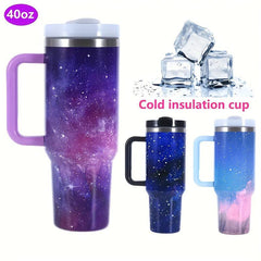 Starry Sky Vacuum Water Bottle w/ Straw Handle