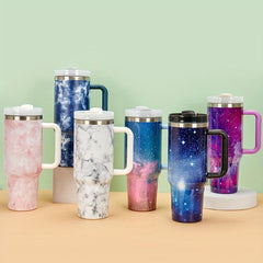 Starry Sky Vacuum Water Bottle w/ Straw Handle