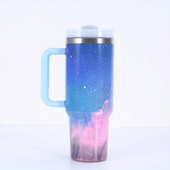 Starry Sky Vacuum Water Bottle w/ Straw Handle