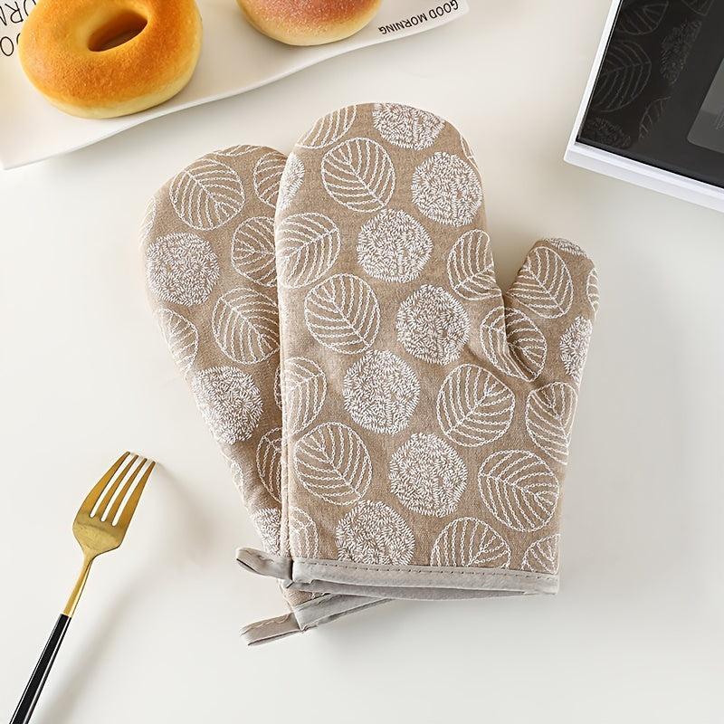 2pcs Nylon Oven Mitts High Temp Resistant Gloves Kitchen Baking Supplies