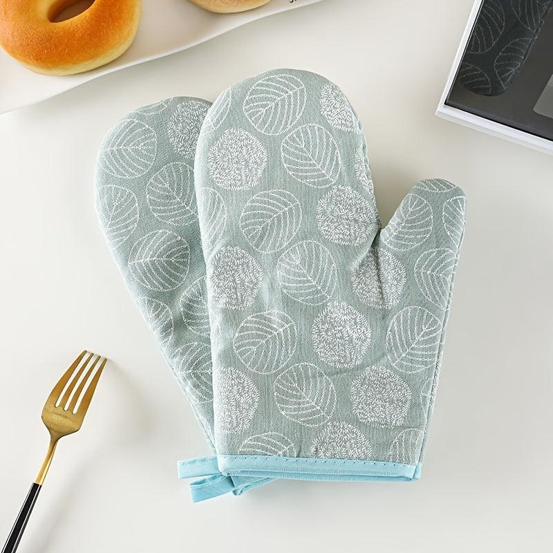 2pcs Nylon Oven Mitts High Temp Resistant Gloves Kitchen Baking Supplies