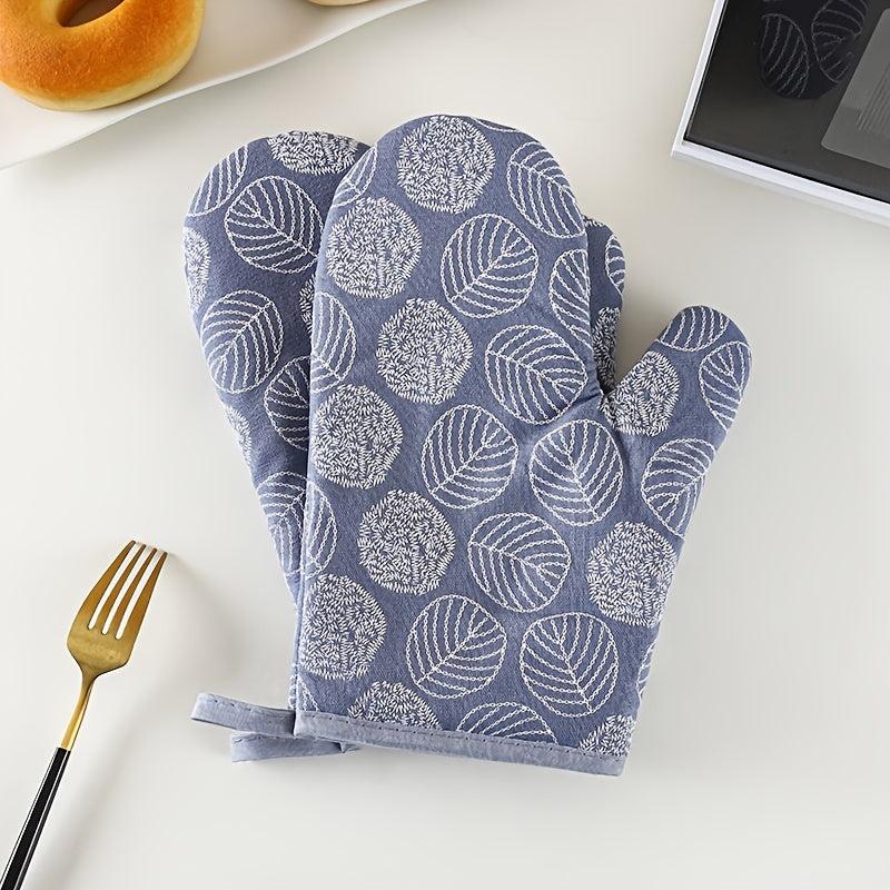 2pcs Nylon Oven Mitts High Temp Resistant Gloves Kitchen Baking Supplies