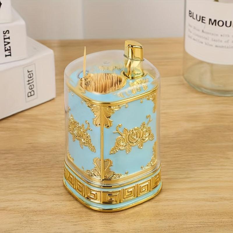 Retro Automatic Pop up Toothpick Holder Transparent Toothpick Container