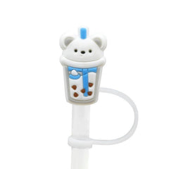 7Pcs Silicone Straw Cover Drink Series Reusable Cartoon Straw Cap