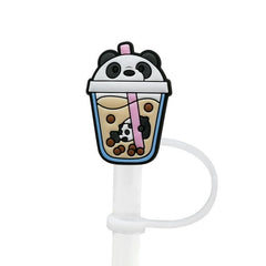 7Pcs Silicone Straw Cover Drink Series Reusable Cartoon Straw Cap