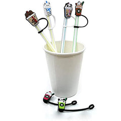 7Pcs Silicone Straw Cover Drink Series Reusable Cartoon Straw Cap