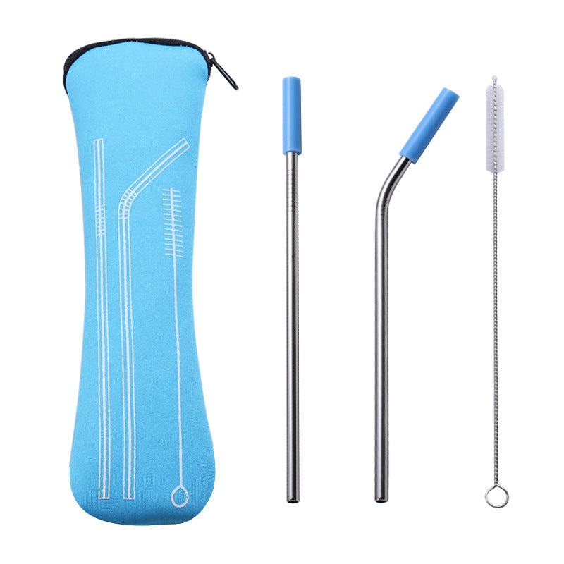 Stainless Steel Straw Set with Silicone Tips for Comfortable Drinking