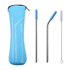 Stainless Steel Straw Set with Silicone Tips for Comfortable Drinking