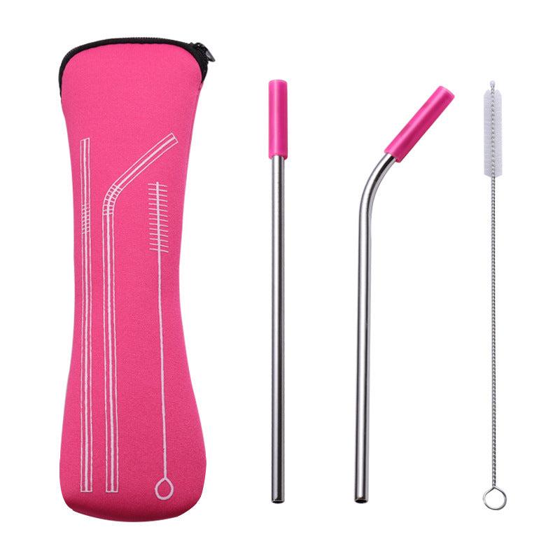 Stainless Steel Straw Set with Silicone Tips for Comfortable Drinking